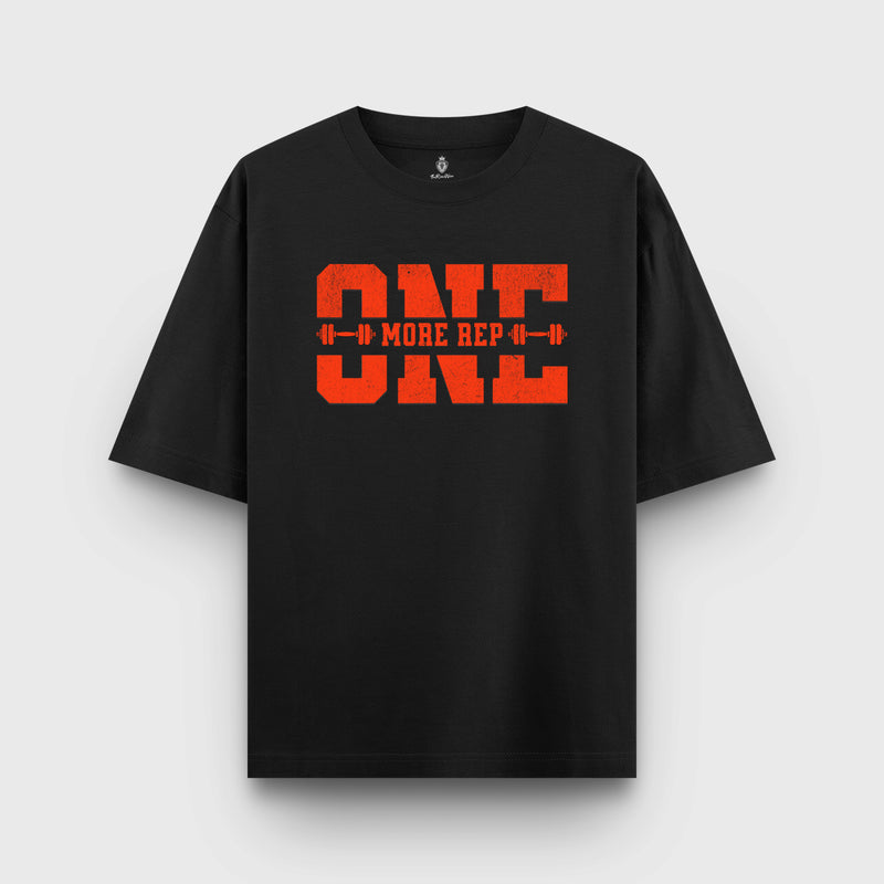 Black t-shirt with red text on a light gray background