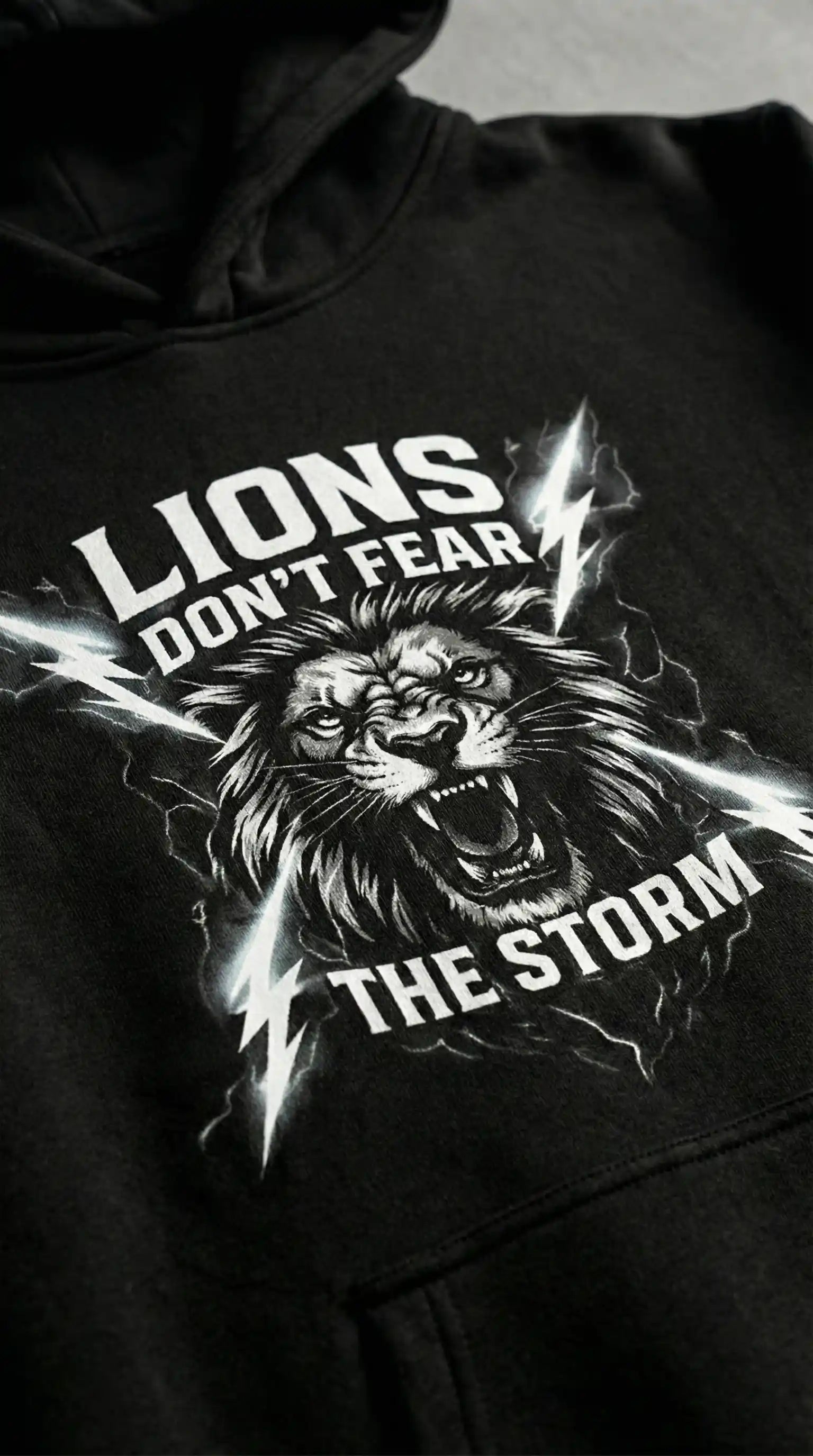 Lions Don’t Fear the Storm — Oversized Hoodie
