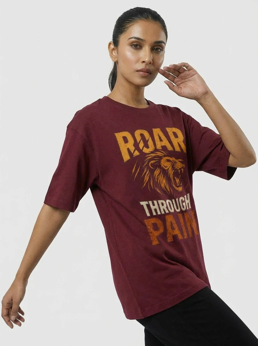 Roar through Pain — Unisex Premium Oversized T-Shirt