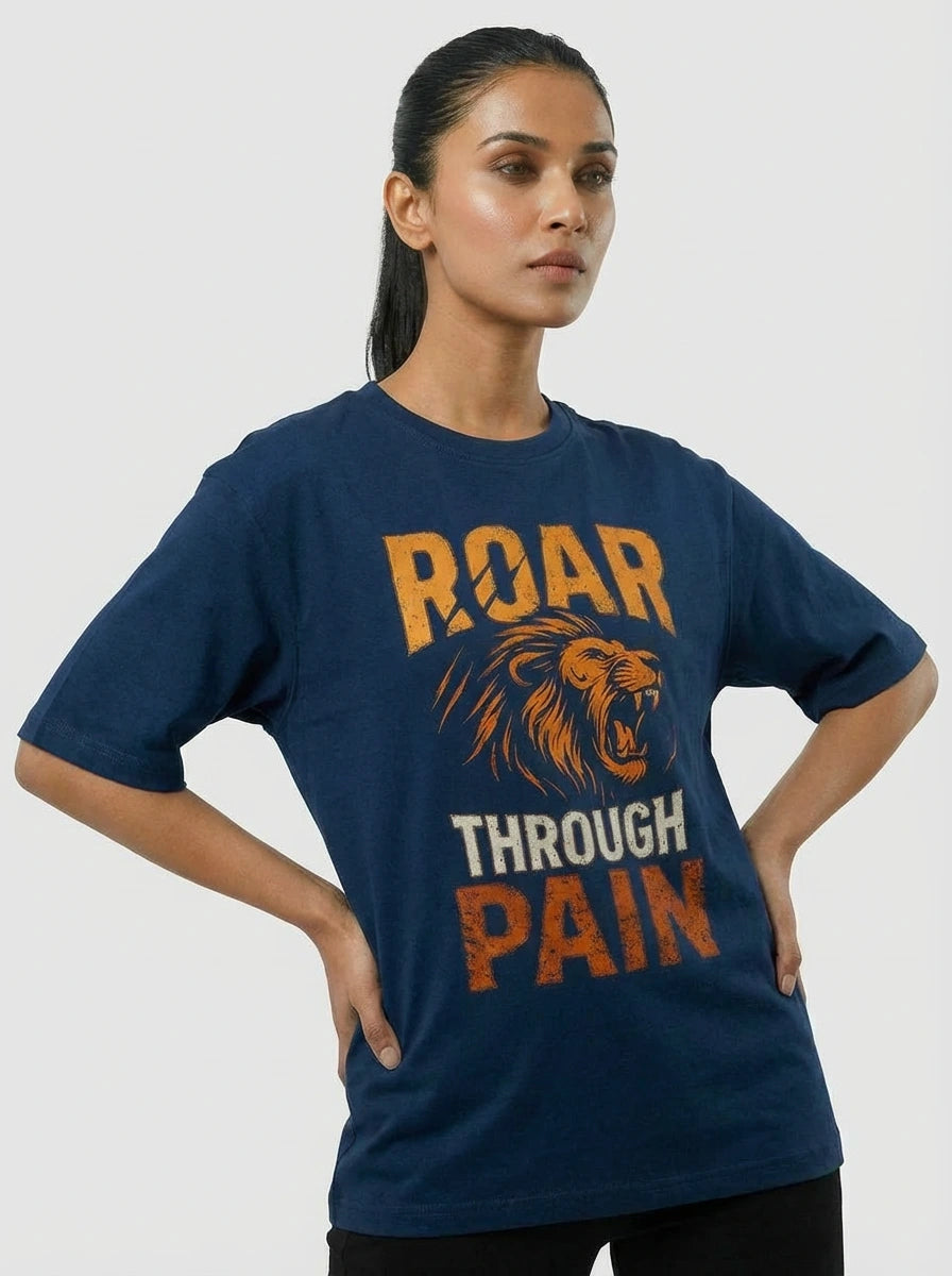 Roar through Pain — Unisex Premium Oversized T-Shirt