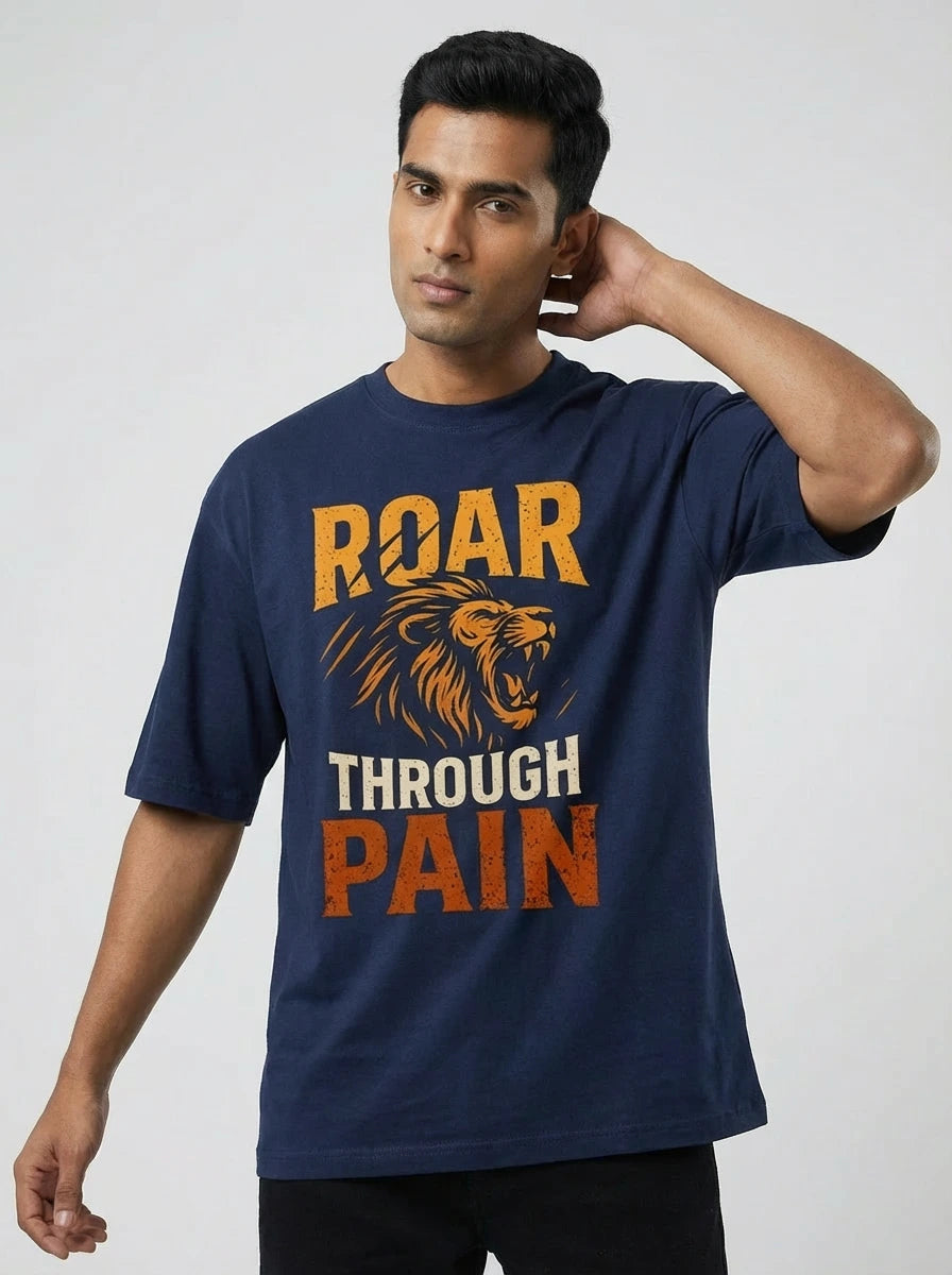 Roar through Pain — Unisex Premium Oversized T-Shirt