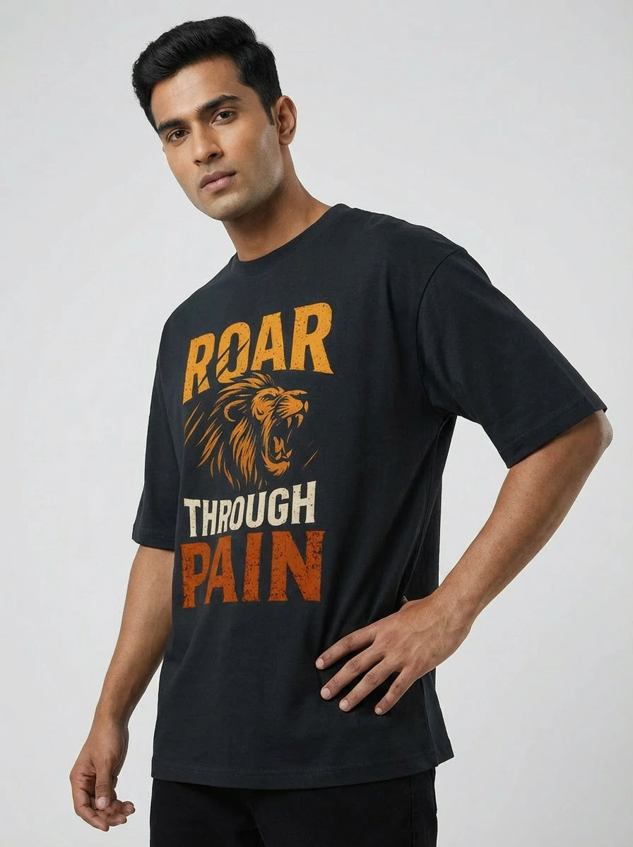 Roar through Pain — Unisex Premium Oversized T-Shirt