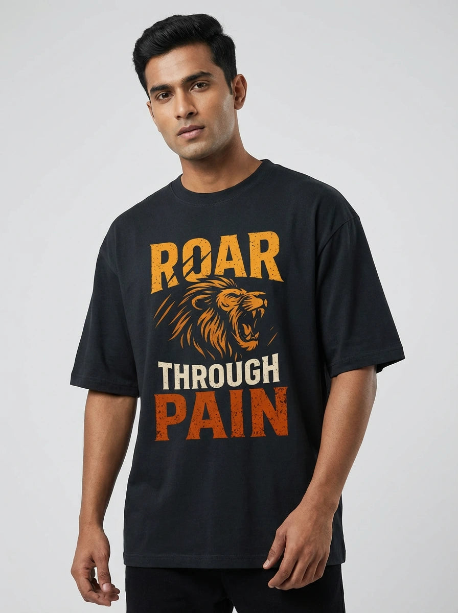 Roar through Pain — Unisex Premium Oversized T-Shirt