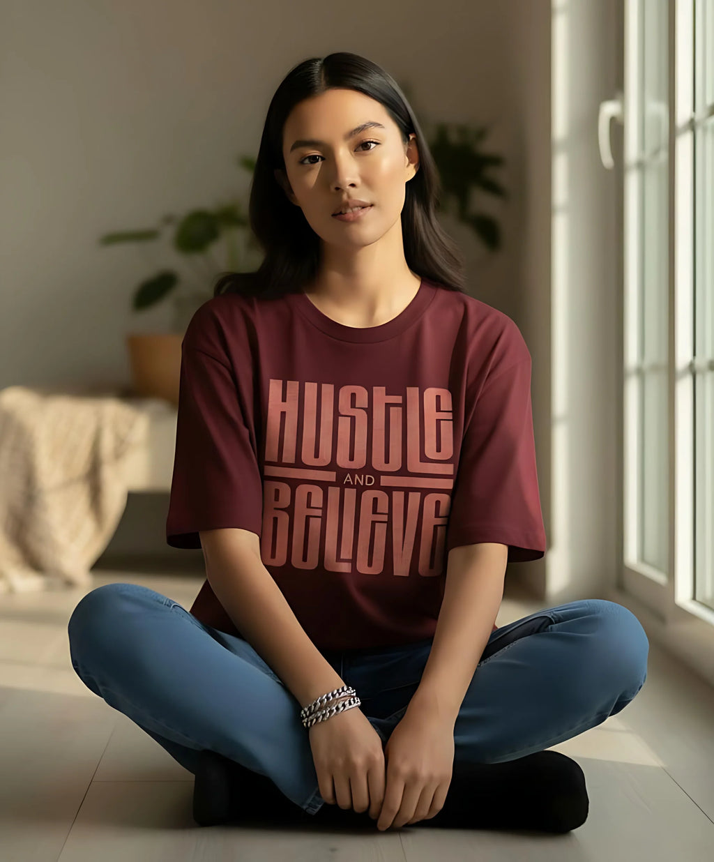 Hustle and Believe | Unisex Premium Oversized T-Shirt – Heavyweight Streetwear