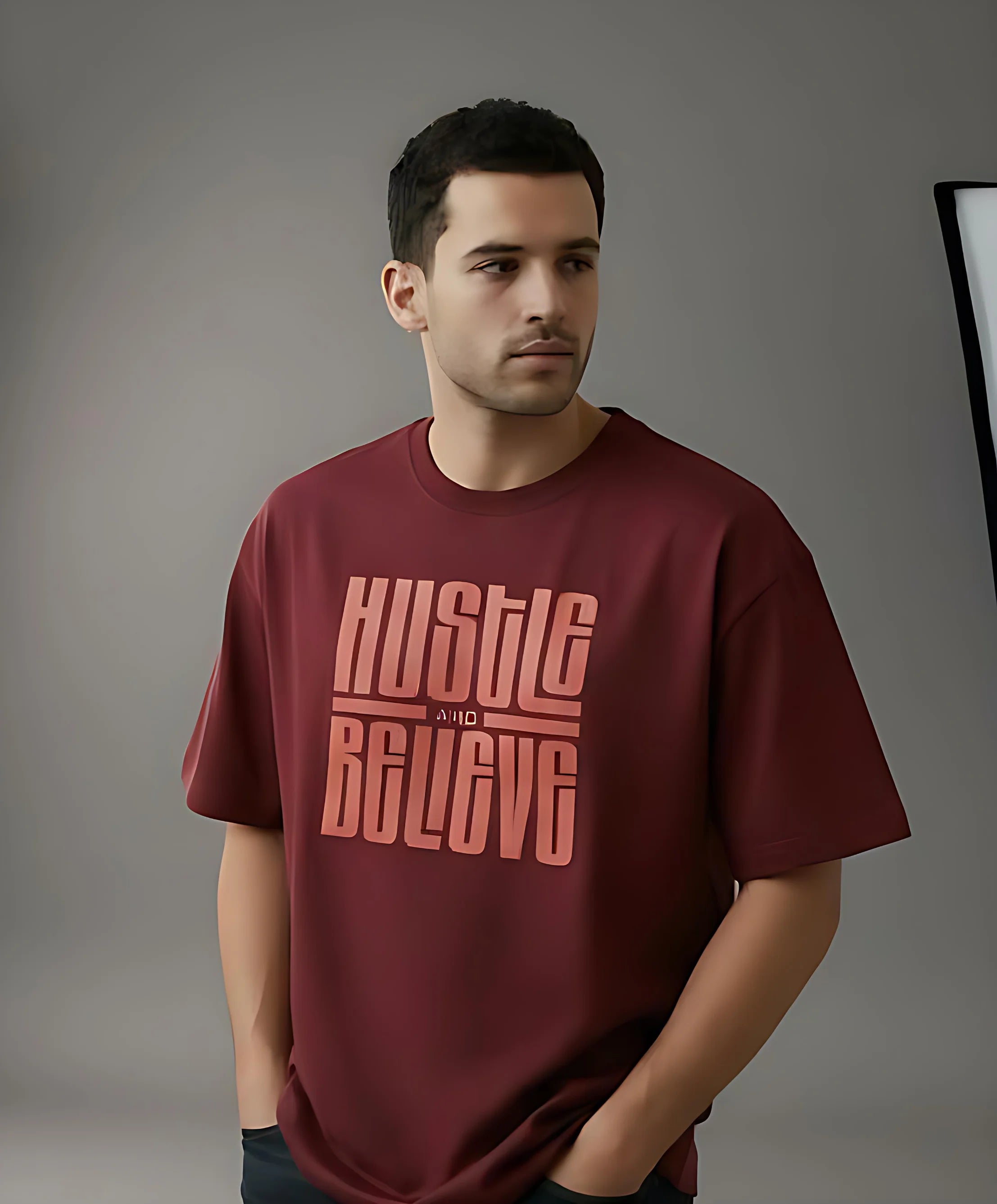 Hustle and Believe | Unisex Premium Oversized T-Shirt – Heavyweight Streetwear