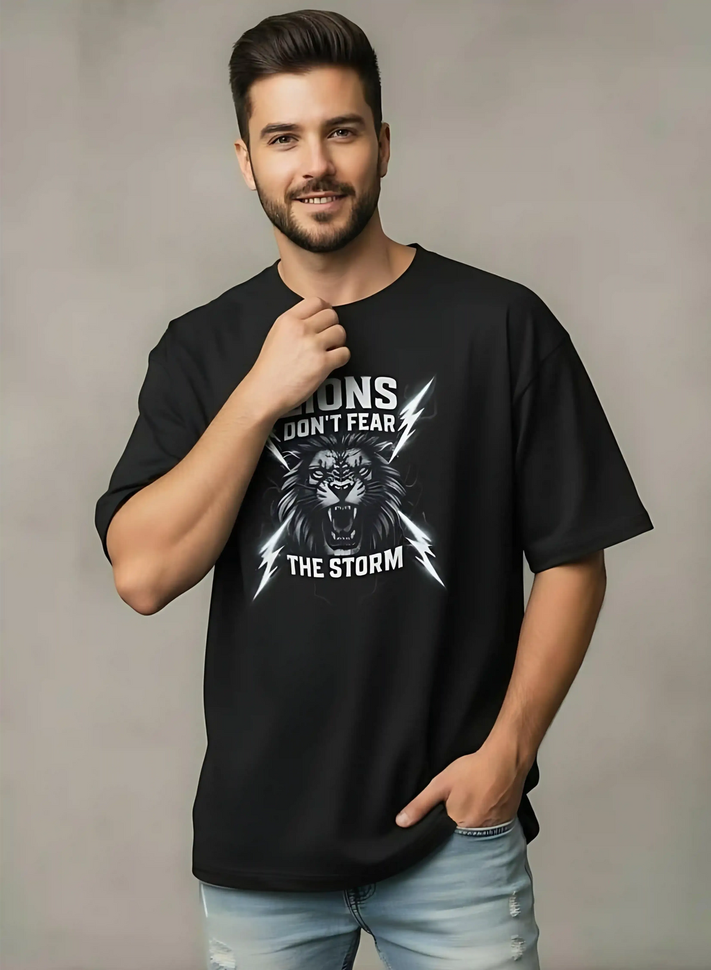 Lions don't fear the Storm | Unisex Premium Oversized T-Shirt – Heavyweight Streetwear