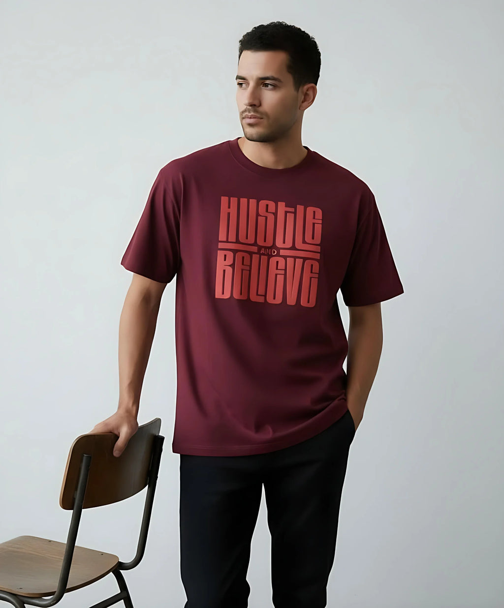 Hustle and Believe | Unisex Premium Oversized T-Shirt – Heavyweight Streetwear