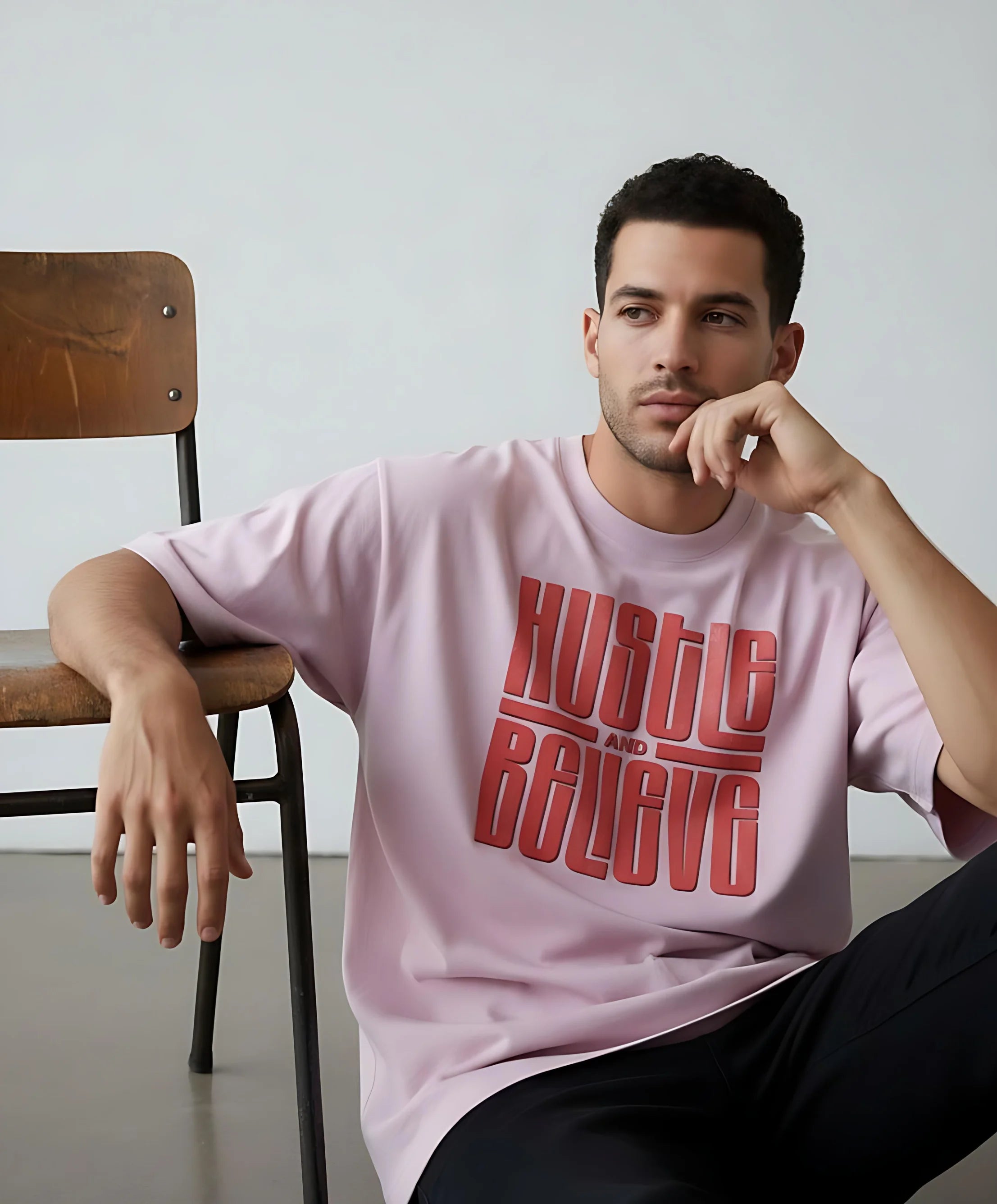 Hustle and Believe | Unisex Premium Oversized T-Shirt – Heavyweight Streetwear