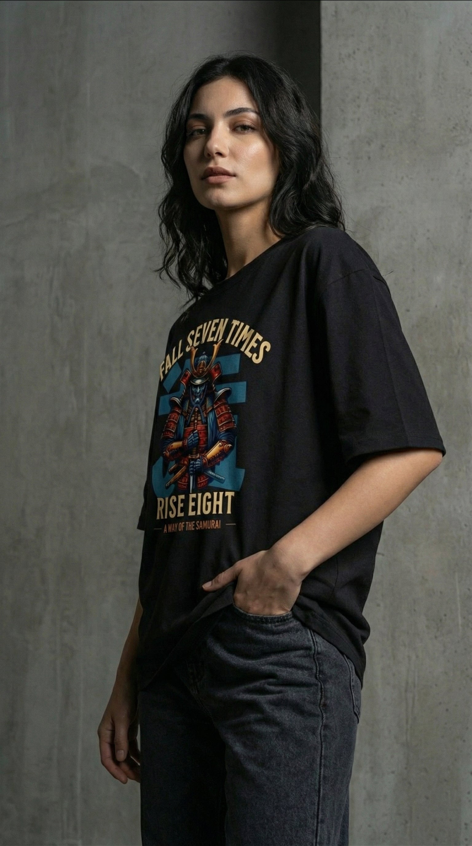 FALL SEVEN TIMES. RISE EIGHT. OVERSIZED T-SHIRT