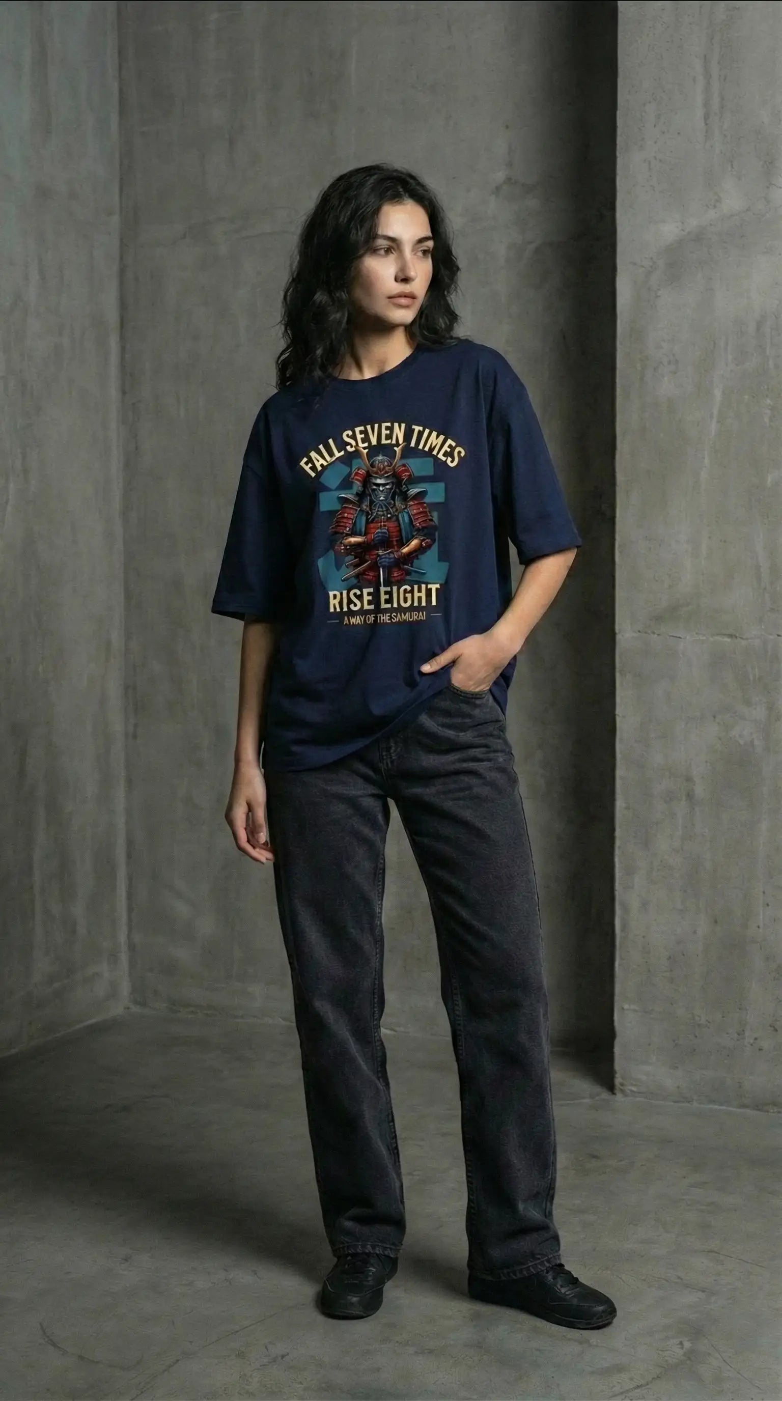 FALL SEVEN TIMES. RISE EIGHT. OVERSIZED T-SHIRT