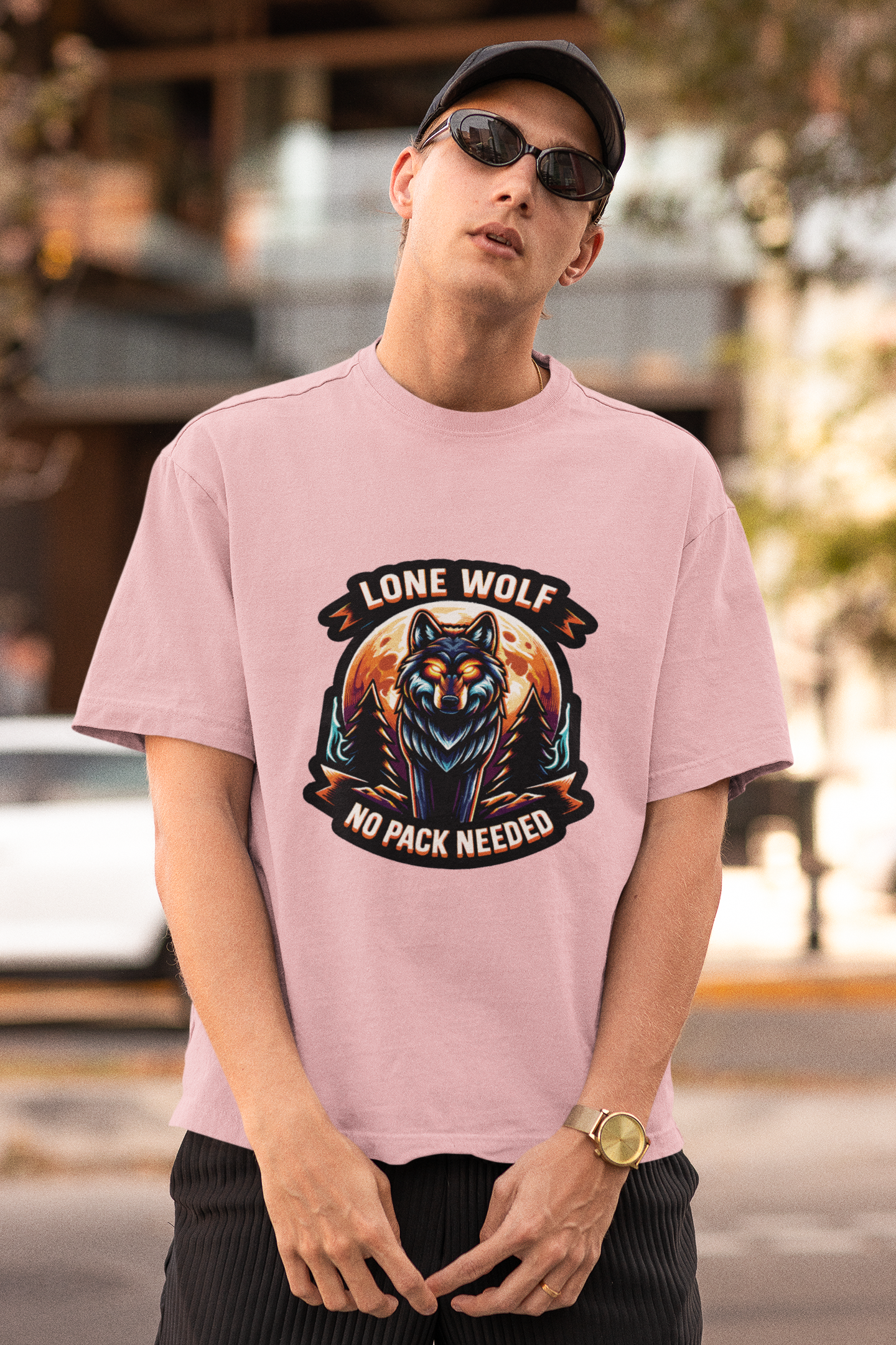 Lone Wolf | Unisex Premium Oversized T-Shirt – Heavyweight Streetwear